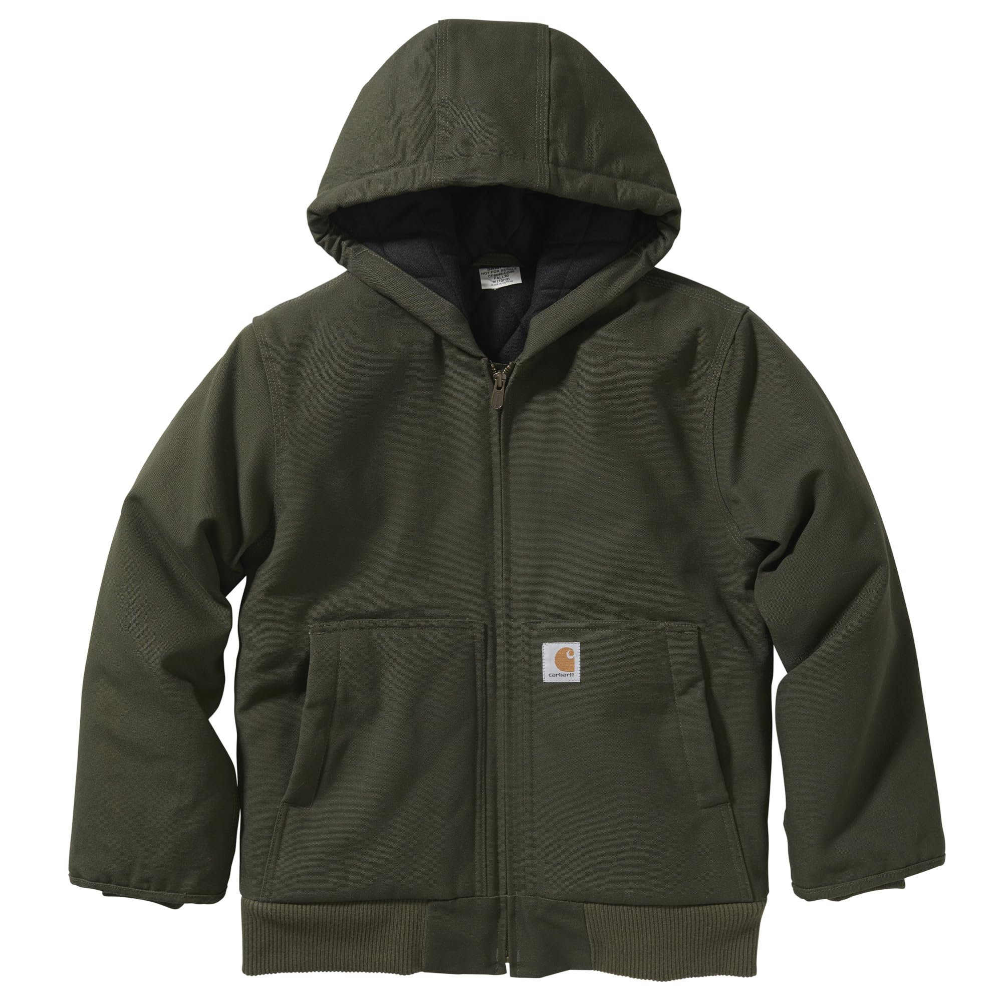 Carhartt Boys' Flannel-Lined Hooded Canvas Insulated Zip-Up Jacket